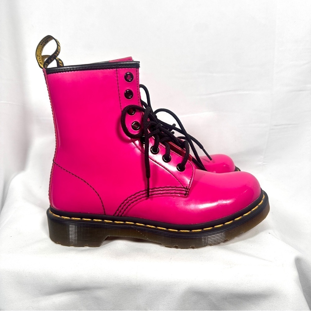 Dr. Martens 1460 Patent Lamper Combat Boots Womens 6 Pink Y2K Grunge - Picture 6 of 13